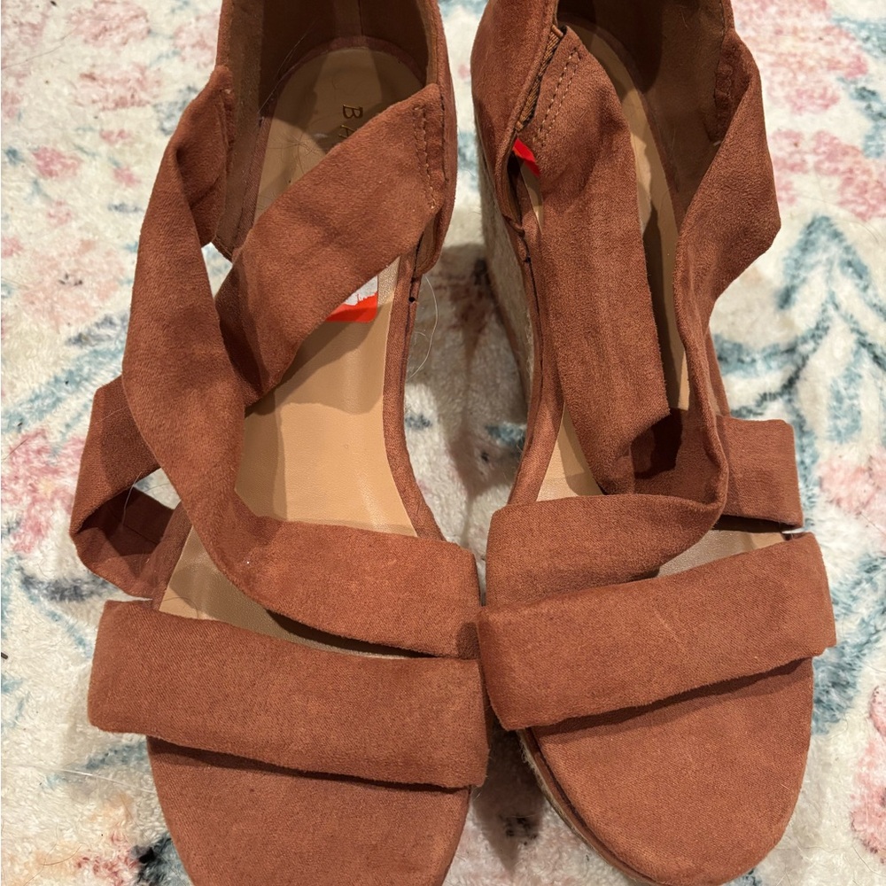 BAMBOO Tan Crisscross Sandals